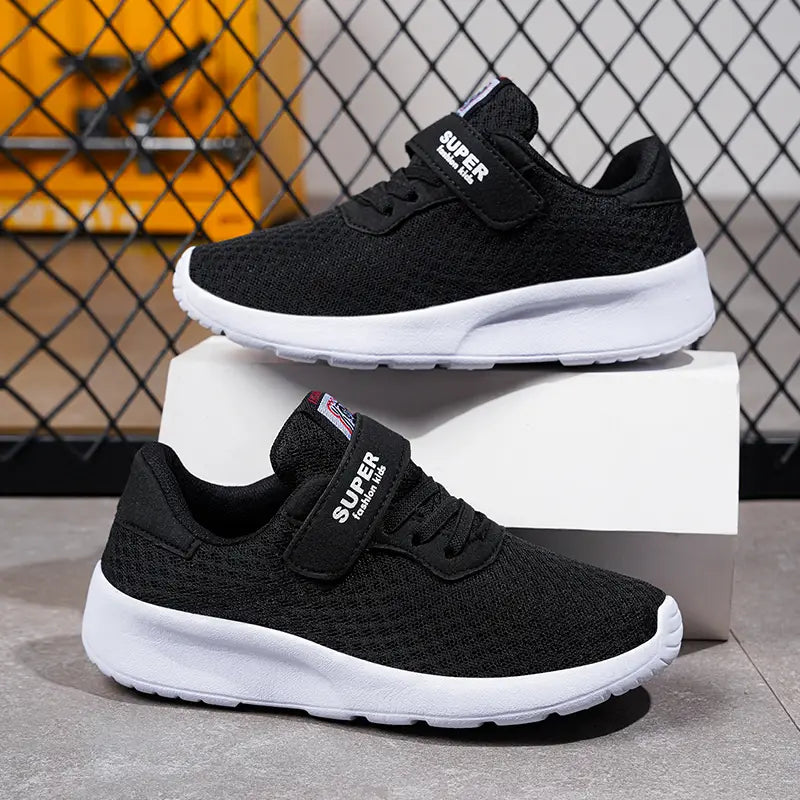 Beautiful Shoe’s Boys’ Breathable Running Shoes Lightweight Girls’ Sports Shoes Seasonal Outdoor Children’s Black Mesh