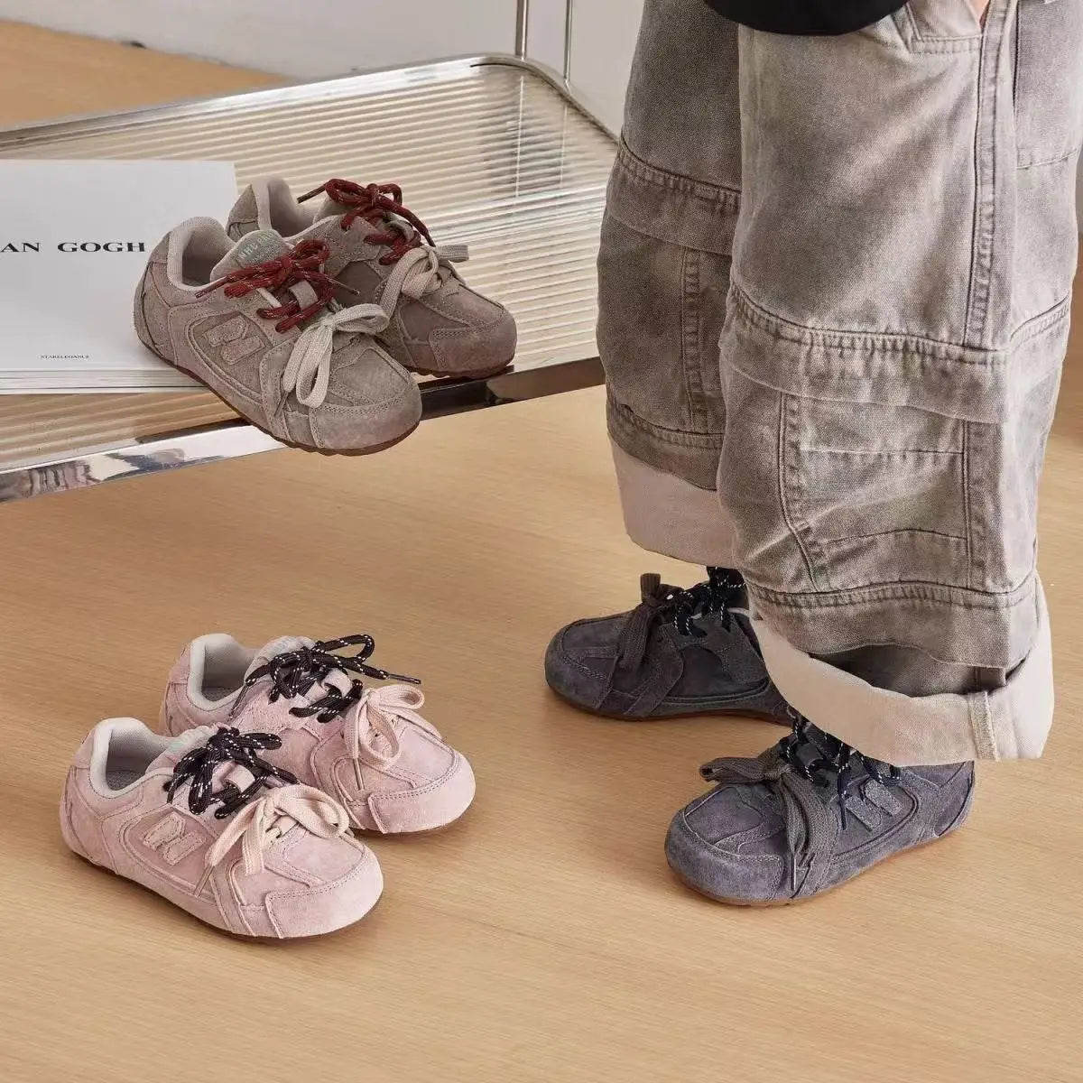 Beautiful Shoe’s Autumn Children’s Boys Girls Microfiber Leather Thin Bottom Running Shoes Kid Toddler Two-tone
