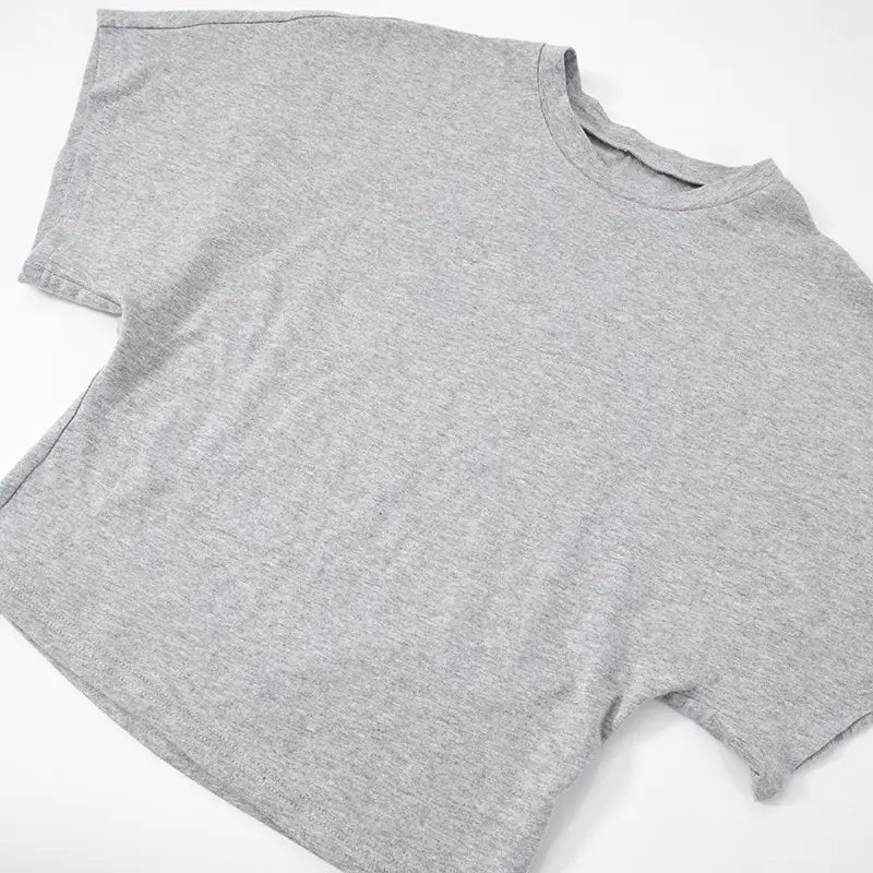 Gray Cropped T-shirt Women’s O-neck Corset Tops Fashion Casual Solid Streetwear Spring Summer Short Tee Shirts for Girls