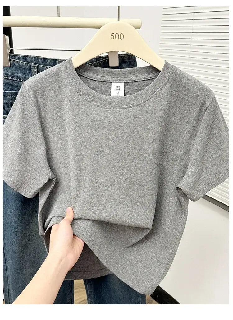 2026 Summer New High Quality Casual T Shirt Sexy Short Sleeved Sleeves Fashion Trend Solid Women Clothing Y2k Tops